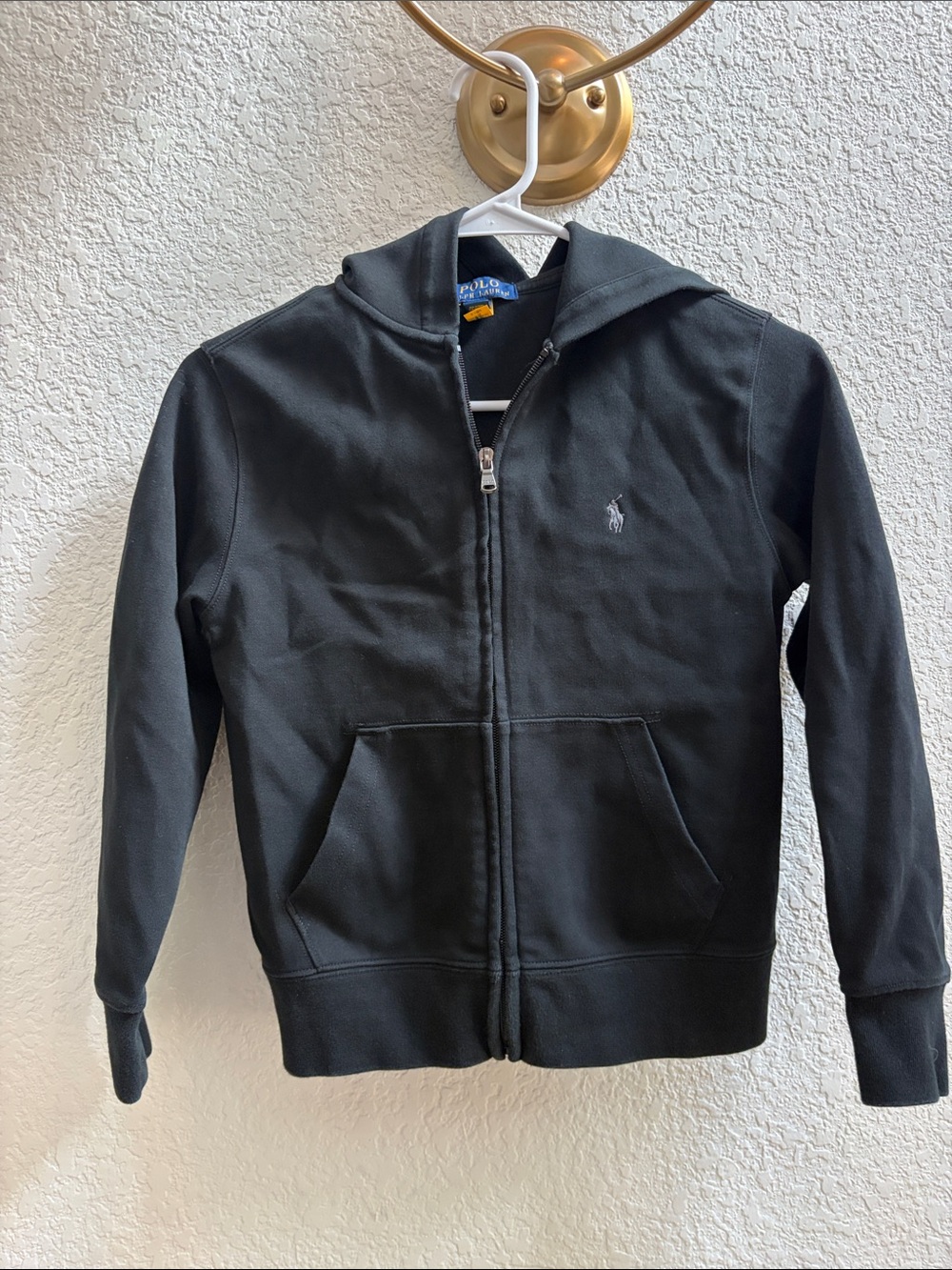Kids Polo by Ralph Lauren Black Full-Zip Hooded Sweatshirt Small youth 8